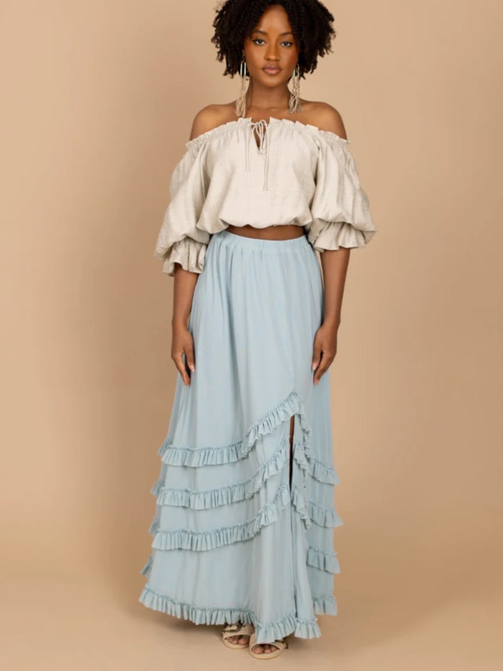 Joyfolie Gorgeous Ice Blue Maxi Skirt NWT XXL - Picture 2 of 6